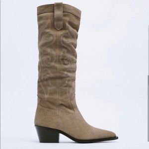 NEW Split Leather Cowboy Boots Zara size 38